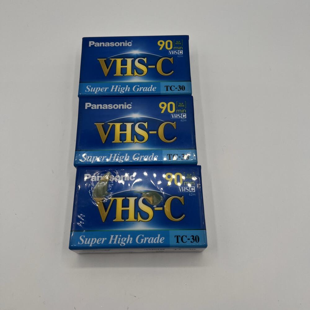 PANASONIC 3pcs VHS-C TC-30 Super High Grade 90 Min Camcorder Tapes Sealed